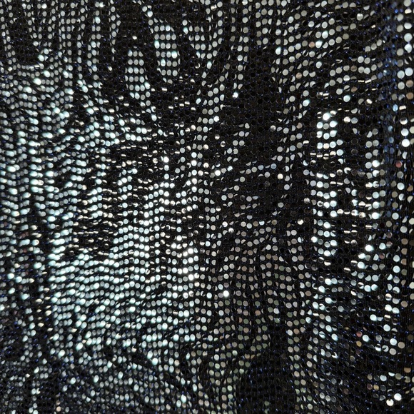 Y2K Bebe Metallic Embellished Zebra Print Short Sleeve Bodycon Dress Blue Black - Picture 10 of 11